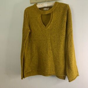 Altard State Sweater VNeck Cut Out Long Sleeve Yellow Knit Womens Sz Small